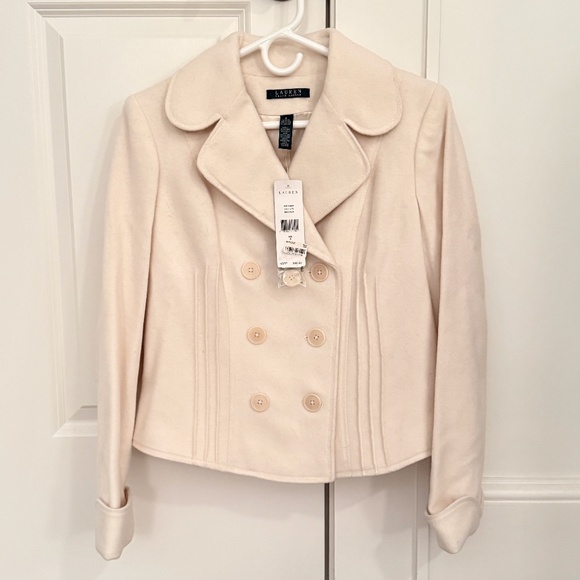 Lauren Ralph Lauren Ivory Wool Double-Breasted Jacket Size 8 - New with Tag - Picture 1 of 3